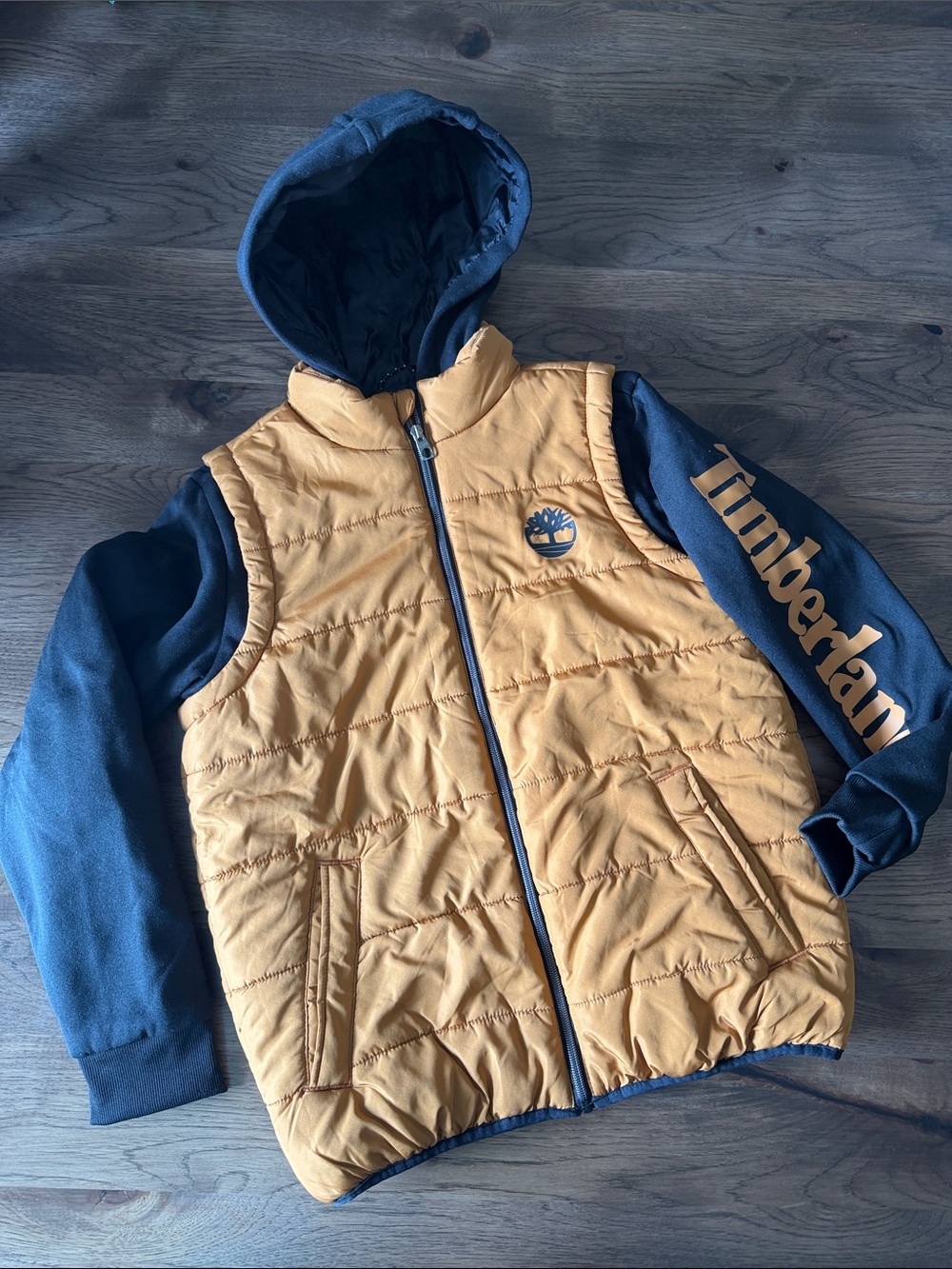 Timberland Hybrid Hooded Puffer Jacket Boys Large (14/16) Jacket